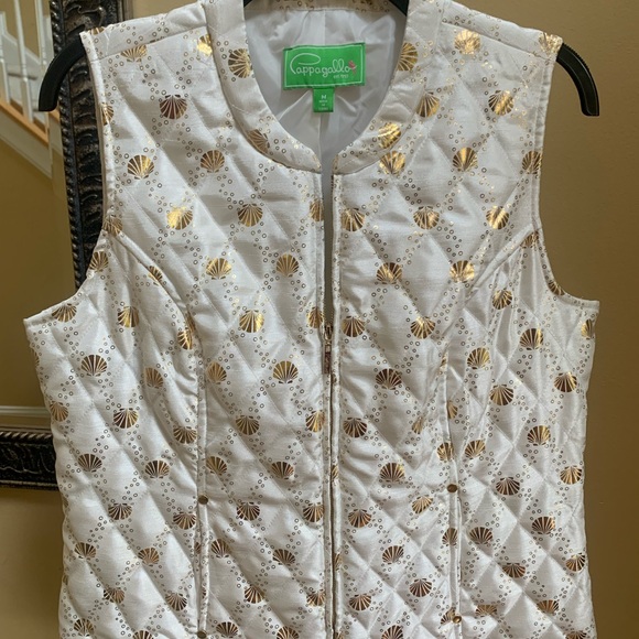 Pappagallo women's M white vest with gold seashells full zip - Picture 2 of 9